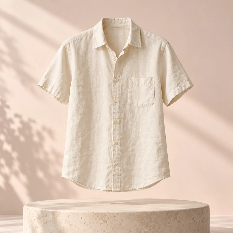 Original: the cream linen shirt on a plinth