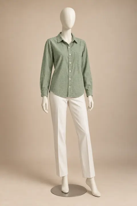 Green shirt on a shop mannequin