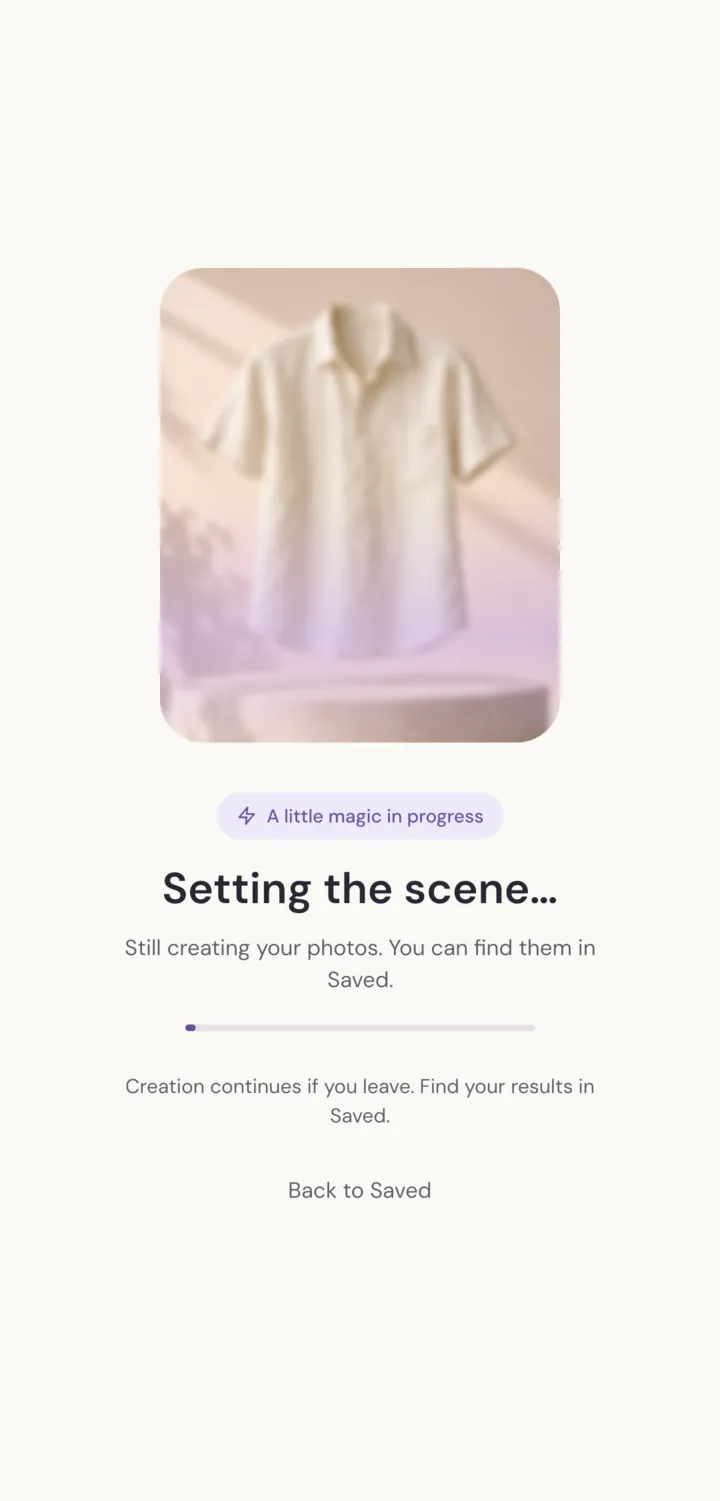 Setting the scene progress screen